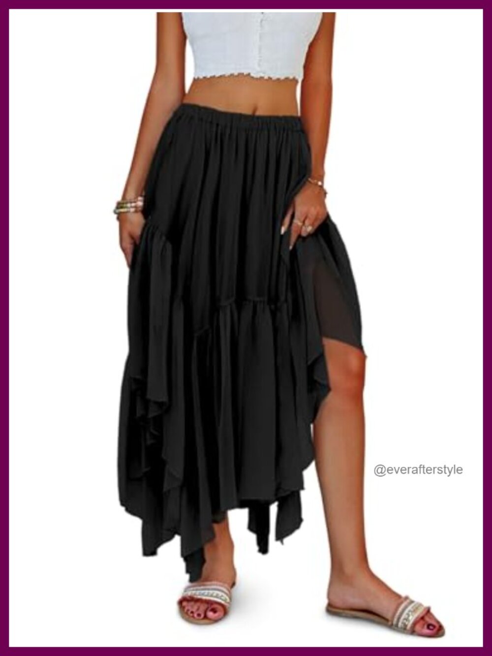 Boho Asymmetric High Low Maxi Skirt A-Line Pleated Flowy Summer Beach